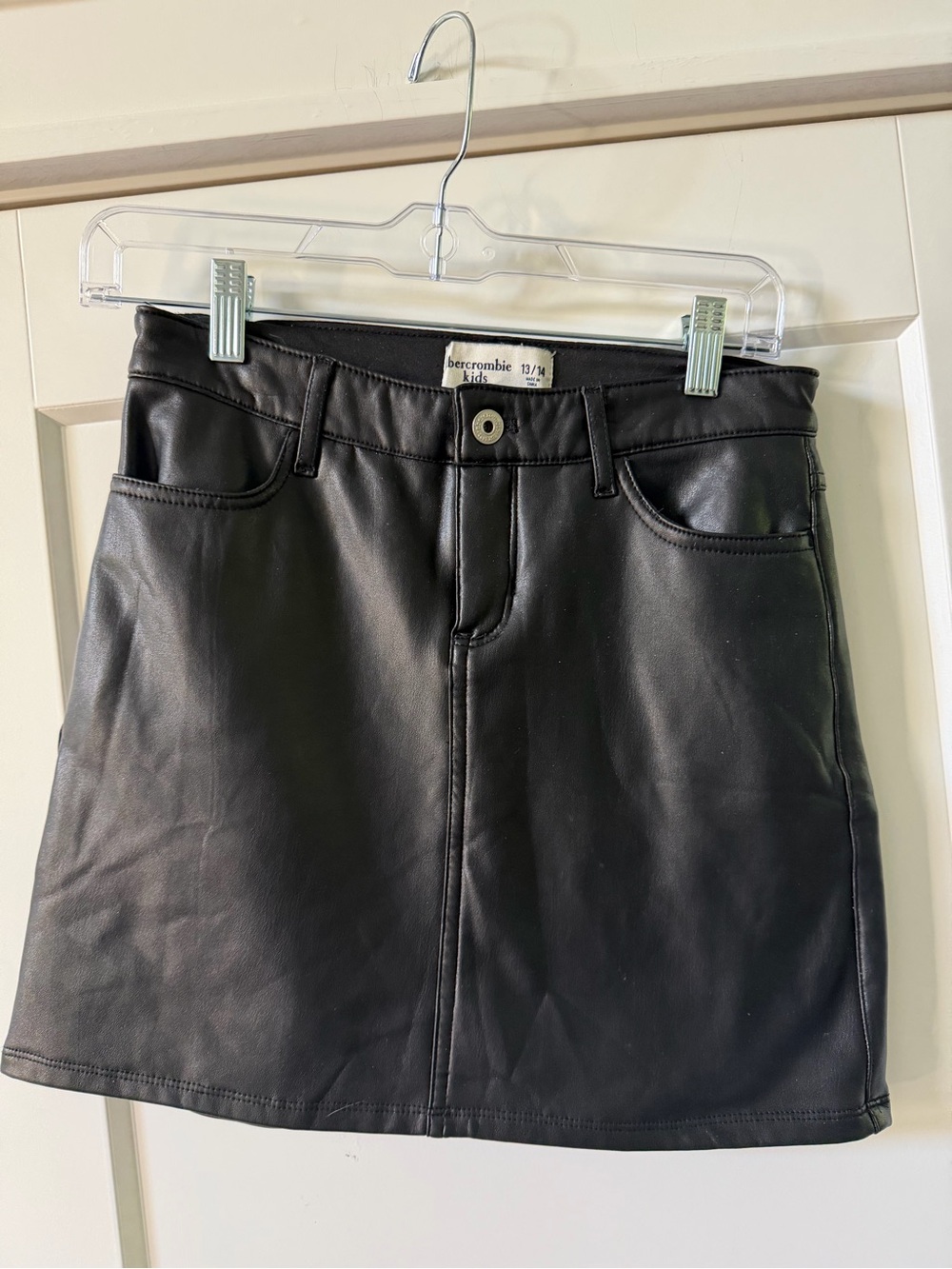 Abercrombie Kids Black Faux Leather Mini Skirt